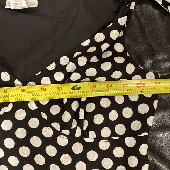 Tweeds polka dot black & white sleeveless linen top size S - Picture 8 of 9